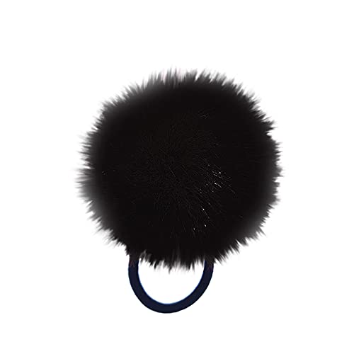 Elastische Halter Haargummis Pferdeschwanz Band Krawatten Haar 10 Zöpfe Haare für wählen Kleinkinder Haarfarben für Mädchen Pom-Pom Schmucksets Ohrringe Clips Damen (Black, One Size) von Generisch