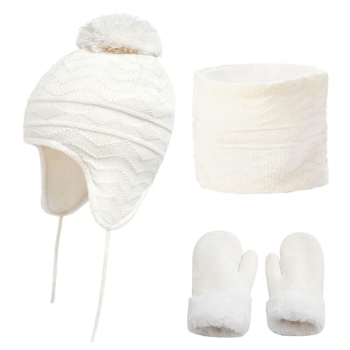 Elastisches, warmes Strickmützen-Set mit rundem Halstuch für Kinder, Winter, weich, wiederverwendbar, Einheitsgröße, Acrylfasern von Generisch