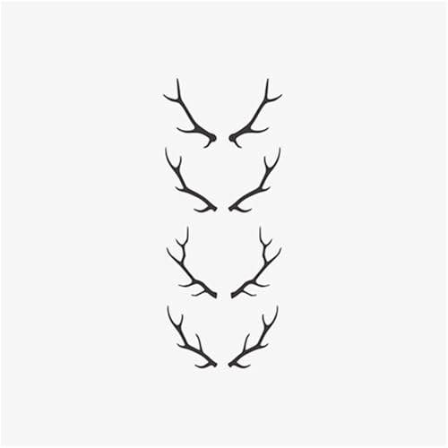 Elchhorn Schwarz-Weiß-Aufkleber auf der Rückseite, wasserfest und langlebig, geeignet für Frauen und Männer, temporäre Tattoos, Fake Tattoo(4pcs) von Generisch