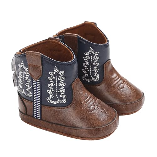 Elefanten 20 Leather Western Boots Cowboy Bootie Soft Sole Non Slip Shoes for Baby Infant Toddler Girls Boys Newborn rutschfeste Warme Socken Baby (Blue, 19 Infant) von Generisch