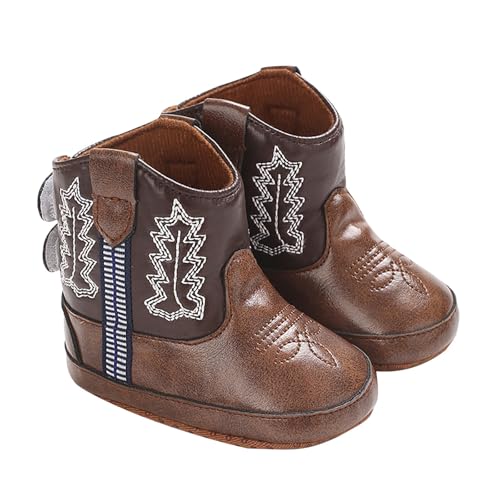 Elefanten 20 Leather Western Boots Cowboy Bootie Soft Sole Non Slip Shoes for Baby Infant Toddler Girls Boys Newborn rutschfeste Warme Socken Baby (Coffee, 20 Infant) von Generisch