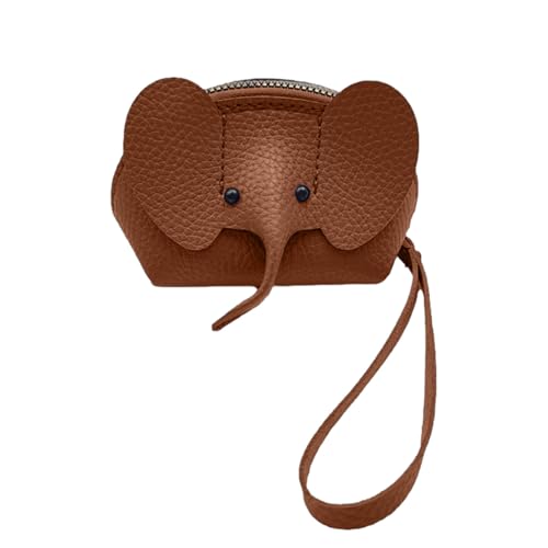 Elefanten-Geldbörse – Leder-Münztasche, Mini-Kreditkartenhalter, Tier-Münzgeldbörse, niedliche Geldbörse im Taschenformat für Damen, Kinder, Reisen, Lippenstift, kleine Gegenstände, Geschenke, Orange von Generisch