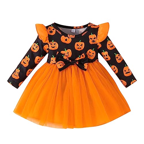 Elegant Glitzer Kleinkind Günstig Baby Kleid Hochzeitskleider 74 Langarm Prints Mesh Tüll Tutu Kleid Taufkleid Festlich Halloween Kleider Prinzessin Kleid von Generisch