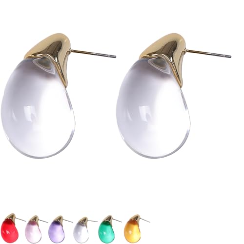 Elegant Transparent Drop Earrings, Elegant Transparent Water Droplet Earrings for Women, Lightweight Waterdrop Jewelry for Party & Daily Life (White) von Generisch