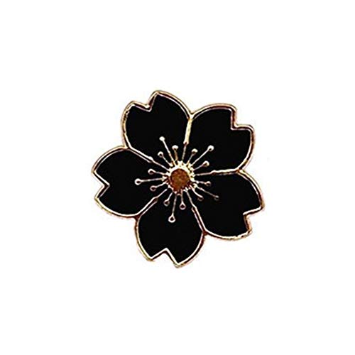 Elegante Blumenform Brosche Metall Emaille Pin Abzeichen Brosche Geeignet für Kleidersäcke Rucksäcke Anstecknadel 1 Stück Schwarz von Generisch