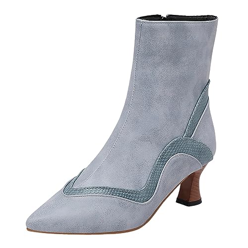Elegante Damen-Ankle-Boots für jeden – Winterstiefel mit praktischem Reißverschluss vielseitige Kurzstiefel für modebewusste Frauen (Blue, 38) von Generisch