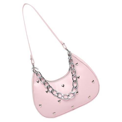 Elegante Damen-Umhängetasche, PU-Leder, Handtasche, Nieten, Achseltaschen, Unterarm-Geldbörse, für tägliches Pendeln oder Freizeitreisen, siehe abbildung, Einheitsgröße von Generisch