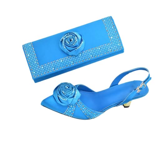 Elegante Damenschuhe und Tasche mit Absatz und Strass-Details für Braut und Abendgarderobe, 1, 43 EU von Generisch