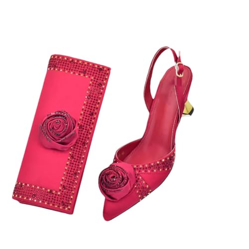 Elegante Damenschuhe und Tasche mit Absatz und Strass-Details für Braut und Abendgarderobe, 3, 43.5 EU von Generisch