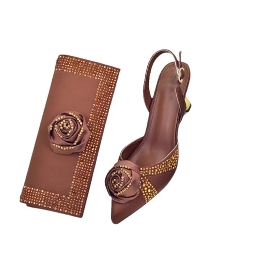 Elegante Damenschuhe und Tasche mit Absatz und Strass-Details für Braut und Abendgarderobe, 5, 41.5 EU von Generisch