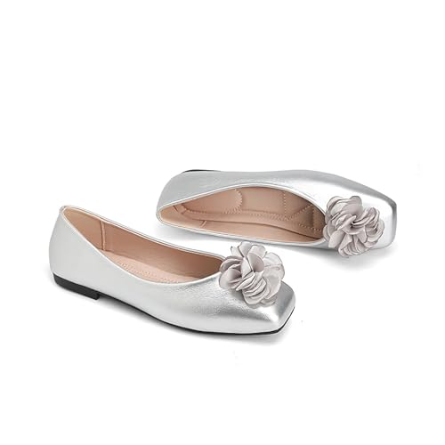 Elegante Florale Flache Schuhe für Frauen mit geschlossenem Quadratzehen, Balletpumpen mit niedrigem Fersen, Bequeme lässige Slip-Ons für die Arbeit Elegante Florale Flache Schuhe für Frauen mit geschlossenem Quadratzehen, Balletpumpen mit niedrigem Fersen, Bequeme lässige Slip-Ons für die Arbeit von Generisch