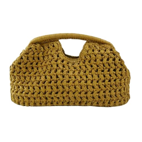 Elegante Geldbörse Stroh Clutch Damen Sommer Boho Handtasche für Hochzeit Party Alltag Arbeit Abendtasche Gewebt Strohtasche für Strand Urlaub -Gelb von Generisch