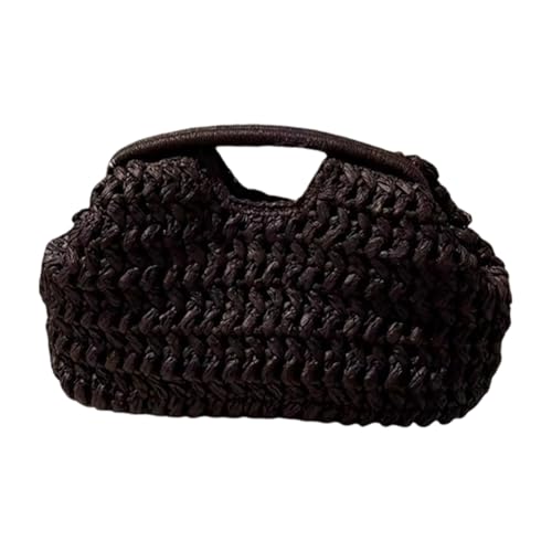 Elegante Geldbörse Stroh Clutch Damen Sommer Boho Handtasche für Hochzeit Party Alltag Arbeit Abendtasche Gewebt Strohtasche für Strand Urlaub -Kaffee von Generisch