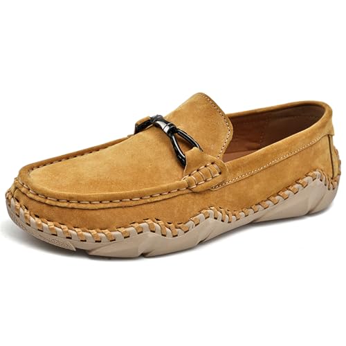 Elegante Herren-Slipper mit Schnalle, bequem, Leder, stilvolle Mokassin-Hausschuhe, gelb, 40 2/3 EU Elegante Herren-Slipper mit Schnalle, bequem, Leder, stilvolle Mokassin-Hausschuhe, gelb, 40 2/3 EU von Generisch