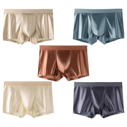 Elegante Herrenunterwäsche aus Eisseide, seidige Herren-Boxershorts aus Satin, nahtlos und bequem (5Pcs,3XL) von Generisch