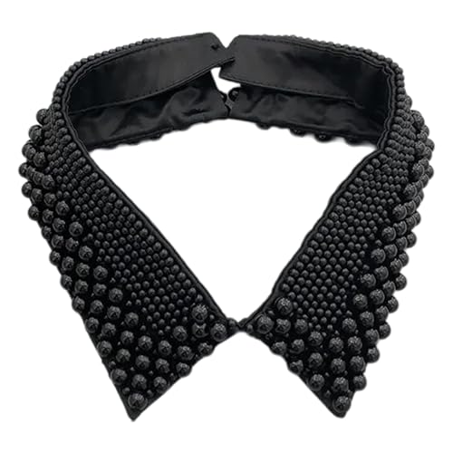 Elegante Imitationsperlen verziert, abnehmbares Kunsthalsband für Damen, modische Perlen-Lätzchen-Halskette, 40-45cm, Perle von Generisch