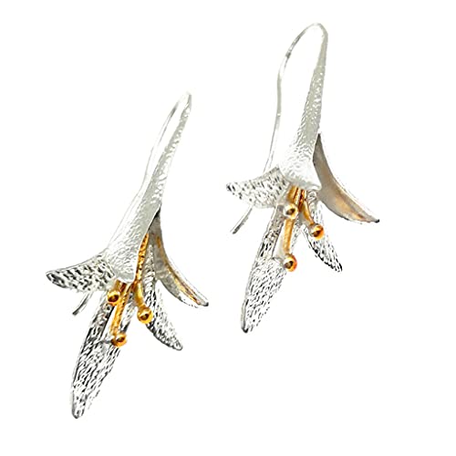 Elegante Orchideen-Party-Ohrringe für Frauen, Geschenk, 1 Paar, silberfarben, professionell und modisch von Generisch