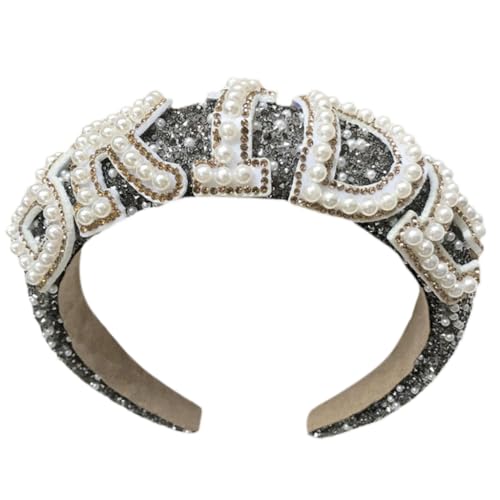 Elegante Perlenkrone, glänzend, Barock-Stil, Brautschmuck, weiße Perle, Hochzeitszubehör von Generisch