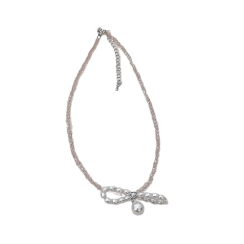 Elegante Schleife, kurze Halskette, modische Kristallperle, Choker-Halskette, schlichtes Halsband, Schlüsselbein-Kette, Schmuck von Generisch