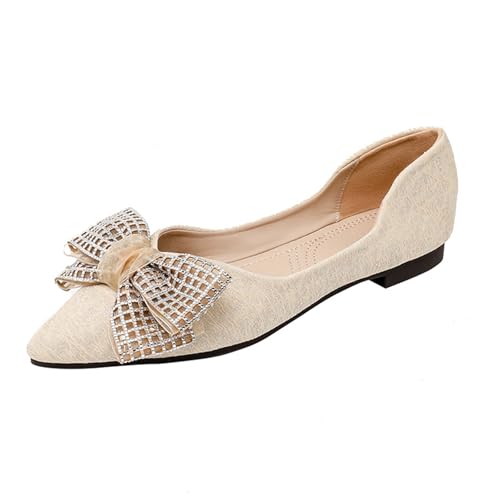 Elegante Spitze Zehenbogenkleid Flats, Bequeme Slip-on-Freizeitschuhe von Frauen von Generisch