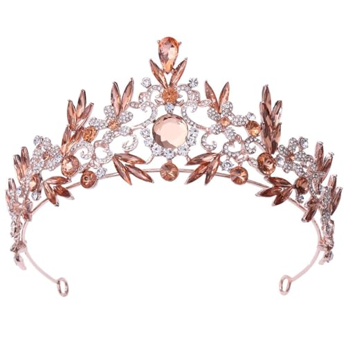 Elegante Strass-Blatt-Tiara für Frauen – Braut-Party-Krone für Hochzeit, M, Metall von Generisch