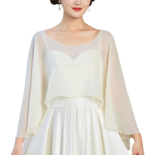 Eleganter, leichter Chiffon-Cape-Schal für Damen, weicher Rundhalsschal, perfekt für Abendessen, Partys, Abendveranstaltungen (Champagne,one_size) von Generisch
