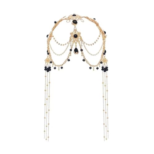 Eleganter Brautschmuck mit Perlen und Stirn | funkelndes exotisches Haar-Accessoire mit baumelnden Perlen und stilvollen Fransen | perfekt für Hochzeiten, festliche Partys, Tanzaufführungen | von Generisch