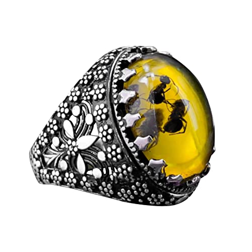 Eleganter Ring mit Seashell Perlen Herren Vintage Intarsien Gelb Rot Zirkon Ringe Damen Eheringe Ringelband Weinrot (Navy, 11) von Generisch