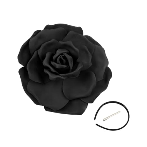 Eleganter Rosen-Fascinator, übergroß, handgefertigt, Haarschmuck für Damen, übergroße Rose, Kopfschmuck, 1920er Jahre Kunst von Generisch