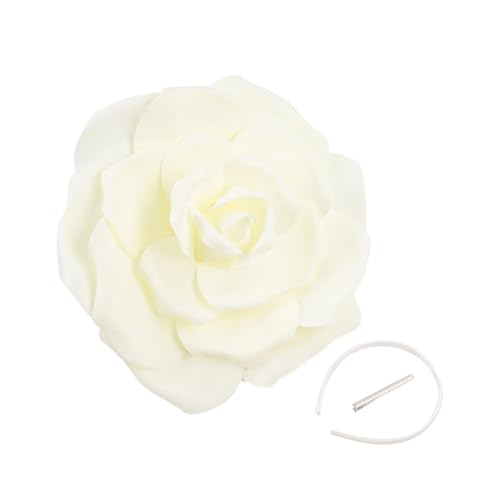 Eleganter Rosen-Fascinator, übergroß, handgefertigt, Haarschmuck für Damen, übergroße Rose, Kopfschmuck, 1920er Jahre Kunst von Generisch