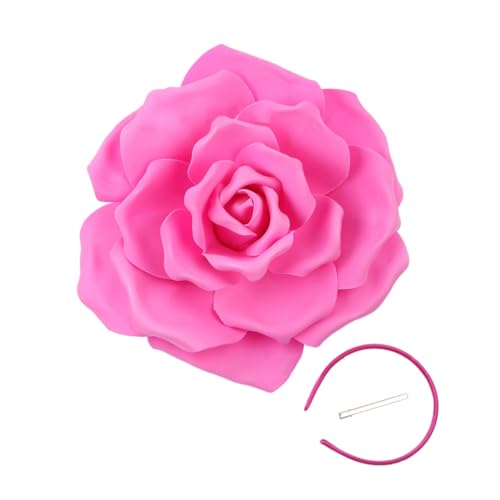Eleganter Rosen-Fascinator, übergroß, handgefertigt, Haarschmuck für Damen, übergroße Rose, Kopfschmuck, 1920er Jahre Kunst von Generisch