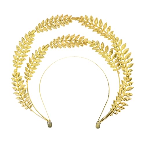 Elegantes Blatt & Weizenohr Braut Kopfschmuck für Frauen - Hochzeit Tiara Kostüm Zubehör Böhmische Haarkrone für Bräute, Brautjungfern, Festival Partys & Foto, Width 24cm, Metalllegierung von Generisch