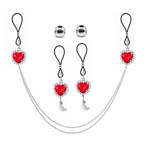 Elegantes Brustwarzenring-Set mit Strasssteinen und Kette, Schmuck für modische Frauen, Urlaub und einzigartige Stile, 4.68x0.78in, Edelstahl von Generisch