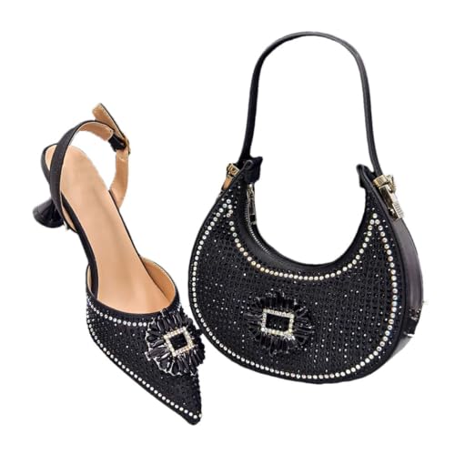 Elegantes und formelles Damen-Handtaschen-Set mit Absatz und passendem Handtaschen-Set für Hochzeiten, Partys, Schwarz , 44 EU Elegantes und formelles Damen-Handtaschen-Set mit Absatz und passendem Handtaschen-Set für Hochzeiten, Partys, Schwarz , 44 EU von Generisch