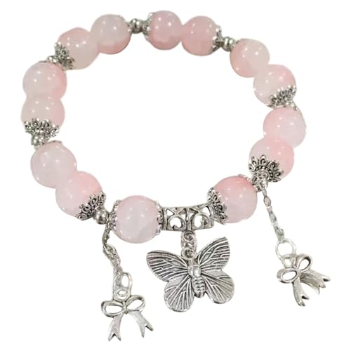 Elegantes und süßes Kirsch-Schmetterling-Armband für Damen in pfirsichfarbenem Kettenarmband von So and Co Uhren, Einheitsgröße, Acrylnitril-Butadien-Styrol, Kein edelstein von Generisch