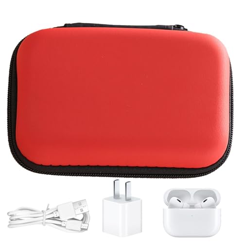 Elektronischer Organizer – Tech-Zubehör-Tragetasche, tragbare Aufbewahrungstasche, Reise-Kabel-Organizer, Kopfhörer-Organizer, Kabel-Organizer, Schutztasche für Ohrstöpsel, kleine Elektronik, rot von Generisch