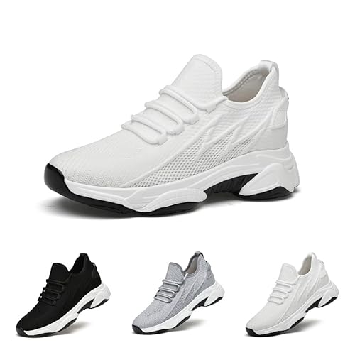 Elevate Shoes Herren Unsichtbare Höhe Laufschuhe Sneaker Unisex Breathable Turnschuhe Sportschuhe Mesh Aufzug Schuhe Casual Walking Freizeitschuhe 6/8/10 cm Gr.36-45, Weiß von Generisch