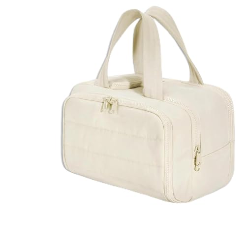 Elouva Toiletry Bag, 4-in-1 Multi-Functional Lightweight Makeup Bag, Large Capacity Wide-Open Travel Cosmetic Organizer, Puffy for Women with Handle (Beige) von Generisch