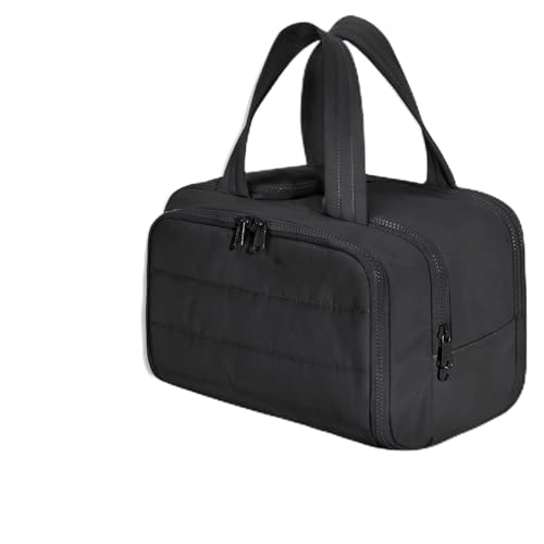 Elouva Toiletry Bag, 4-in-1 Multi-Functional Lightweight Makeup Bag, Large Capacity Wide-Open Travel Cosmetic Organizer, Puffy for Women with Handle (Black) von Generisch