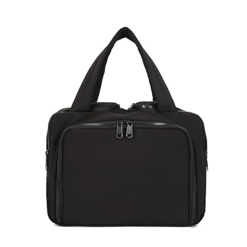 Elouva Toiletry Bag, Elouva Large Capacity Travel Cosmetic Bag for Women, 4-in-1 Multifunctional Lightweight Makeup Bags with Handle, Portable Waterproof Open Flat Organizer Bags (Black) von Generisch