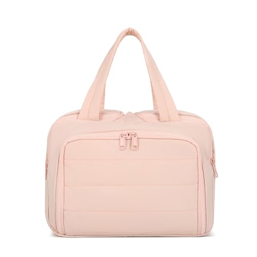 Elouva Toiletry Bag, Elouva Large Capacity Travel Cosmetic Bag for Women, 4-in-1 Multifunctional Lightweight Makeup Bags with Handle, Portable Waterproof Open Flat Organizer Bags (Pink) von Generisch