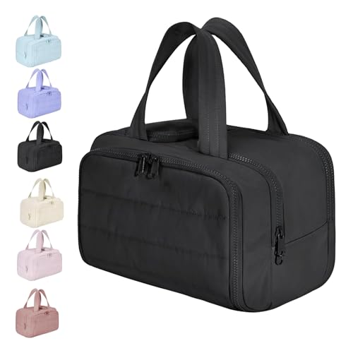 Elouva Toiletry Bag, Large Capacity Wide-Open Travel Cosmetic Bag, 4-in-1 Puffy Multi-Functional Cosmetic Bags for Women with Detachable Compartments (Black) von Generisch