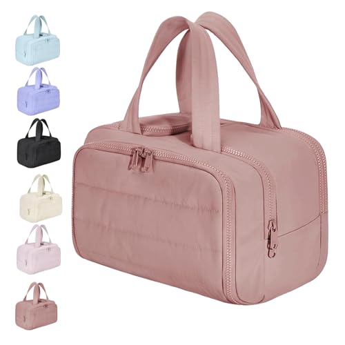 Elouva Toiletry Bag, Large Capacity Wide-Open Travel Cosmetic Bag, 4-in-1 Puffy Multi-Functional Cosmetic Bags for Women with Detachable Compartments (Dark Pink) von Generisch