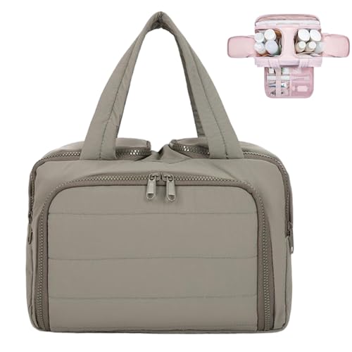 Elouva Toiletry Bag, Large Capacity Wide-Open Travel Cosmetic Bag Organizer, Puffy 4-in-1 Multi-Functional Portable Waterproof for Women Accessory, Essentials, Toiletries (Gray) von Generisch