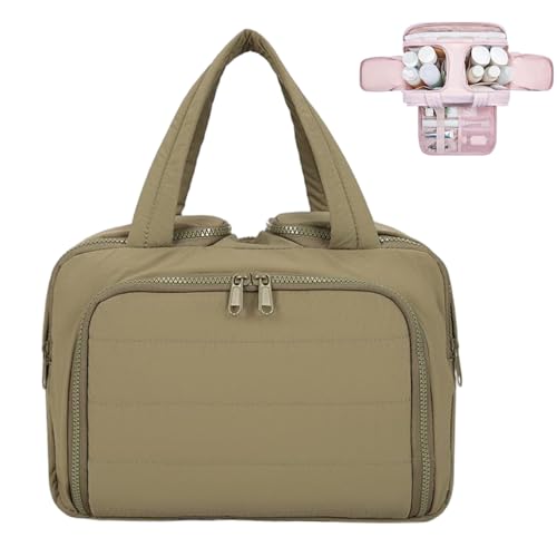 Elouva Toiletry Bag, Large Capacity Wide-Open Travel Cosmetic Bag Organizer, Puffy 4-in-1 Multi-Functional Portable Waterproof for Women Accessory, Essentials, Toiletries (Green) von Generisch