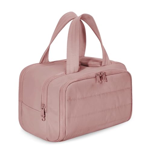 Elouva Toiletry Bag, Large Capacity Wide-Open Travel Makeup Bag, 4-in-1 Puffy Multi-Functional Cosmetic Bags for Women with Handle for Accessories, Essentials, Toiletries (Rose pink) von Generisch
