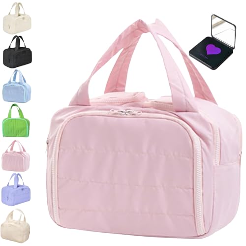 Elouva Toiletry Bag – 4-in-1 Large Capacity Travel Cosmetic Organizer for Women, Waterproof Makeup Bag with Handle, Wide-Open Design for Toiletries and Accessories(Pink) von Generisch