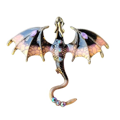Emaille-Drachen-Brosche – Legierung Emaille Drachen-Brosche für Männer und Frauen | Drachen-Brosche | Herren Retro fliegender Drache für Anzüge | Mode Drachenflügel Abzeichen Mantel Pin | Anzug von Generisch