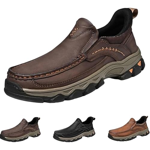 Enjerr Orthopädische Schuhe, 2025, Herren, lässig, Leder, handgefertigt, rutschfest, Fußgewölbeunterstützung, Loafer, orthopädische Schlupfschuhe, Wanderschuhe, dunkelbraun, 46 EU Enjerr Orthopädische Schuhe, 2025, Herren, lässig, Leder, handgefertigt, rutschfest, Fußgewölbeunterstützung, Loafer, orthopädische Schlupfschuhe, Wanderschuhe, dunkelbraun, 46 EU von Generisch