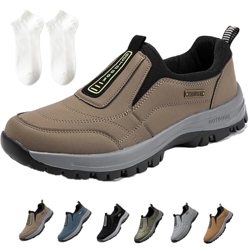 Enjerr Orthopädische Schuhe Herren Damen, wasserdichte Slip-On-Sneaker mit Fußgewölbeunterstützung, Leichte rutschfeste (Khaki, Erwachsene, Herren, 46, Numerisch, EU Schuhgrößensystem, M) von Generisch